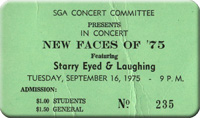 Ticket for the gig at New Paltz College, NY